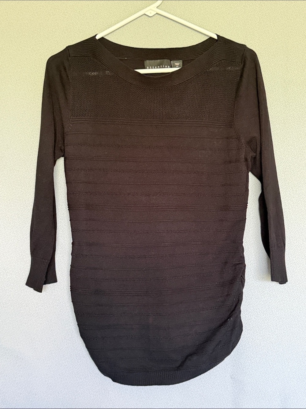 Black Textured Knit Boatneck Sweater